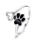 WOSTU 925 Sterling Silver Cat Pet Adjustable Rings For Women Animal Dog Open Ring Family Daughter Birthday Jewelry Girl Gift