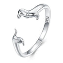 WOSTU 925 Sterling Silver Cat Pet Adjustable Rings For Women Animal Dog Open Ring Family Daughter Birthday Jewelry Girl Gift