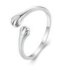 WOSTU 925 Sterling Silver Cat Pet Adjustable Rings For Women Animal Dog Open Ring Family Daughter Birthday Jewelry Girl Gift