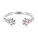 WOSTU 925 Sterling Silver Cat Pet Adjustable Rings For Women Animal Dog Open Ring Family Daughter Birthday Jewelry Girl Gift