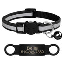 Customized Cat Collar Reflective Cat Collar Free Engraved Puppy Kitten Pet ID Nameplate Necklace With Bell Anti-lost For Cats