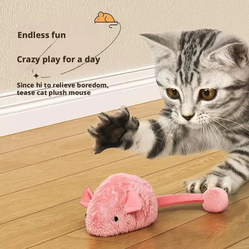 1/2pc Squeaky Plush Mouse Cat Toy, Interactive Chew Toy with Sound, Bite-Proof for Indoor Cats, Hunting Simulation