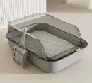 P Semi-Enclosed Cat Litter Box Splashproof Kitten Toilet Tray Pet Cleaning Basin with High Sides for Indoor Use