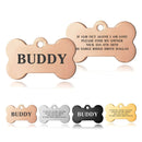 Premium Engraved Personalised Dog ID Tag Dog Name Tag Cat Puppy Name ID Bone Tag Collar Black Silver Gold Stainless Steel