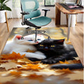 Cuddling Cats Autumn Leaves Rug - Cozy Pet Lover Decor for Bedroom or Study, Soft Texture with Realistic Cat Illustration