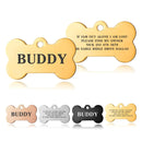 Premium Engraved Personalised Dog ID Tag Dog Name Tag Cat Puppy Name ID Bone Tag Collar Black Silver Gold Stainless Steel