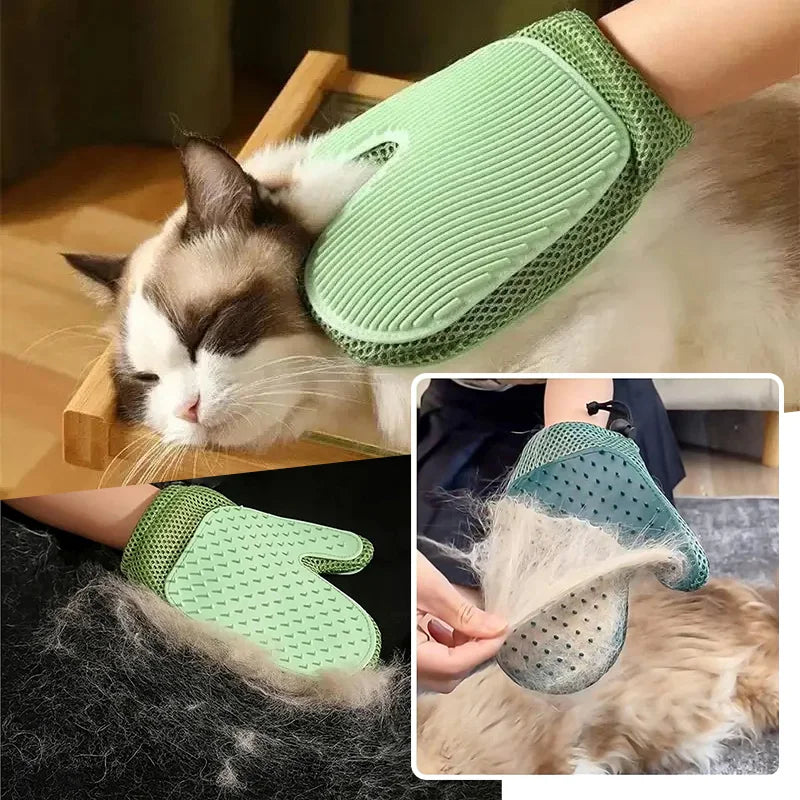Pet Grooming Glove Efficient Cat Dog Hair Remover Gentle Massage Tool Double Sided Brush Stress Free Easy Hand Wash Remover Glov