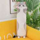 Cute Cat Plush Toy Long Pink Brown Grey Sleeping Cats Leg Pillow Squishy Little Animal Doll Appeasing Plushie Gift