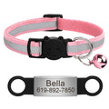 Customized Cat Collar Reflective Cat Collar Free Engraved Puppy Kitten Pet ID Nameplate Necklace With Bell Anti-lost For Cats