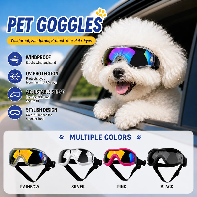 Pet Adjustable Dog Goggles Sunglasses Anti-UV Sun Glasses Eye Wear Protection Black Widely Used Dog Sunglasses Pet Dog Supplies