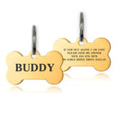 Premium Engraved Personalised Dog ID Tag Dog Name Tag Cat Puppy Name ID Bone Tag Collar Black Silver Gold Stainless Steel