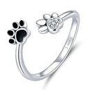 WOSTU 925 Sterling Silver Cat Pet Adjustable Rings For Women Animal Dog Open Ring Family Daughter Birthday Jewelry Girl Gift