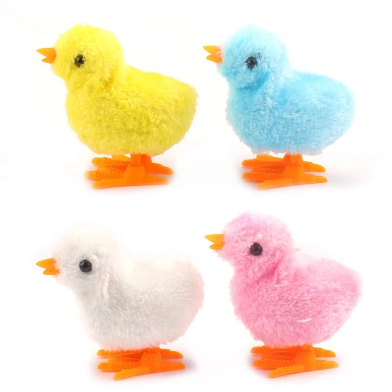 Clockwork Hopping Chicken Cat Toy, Wind Up Jumping Plush Chick for Interactive Play, Funny Walking Toy for Kittens & Cats