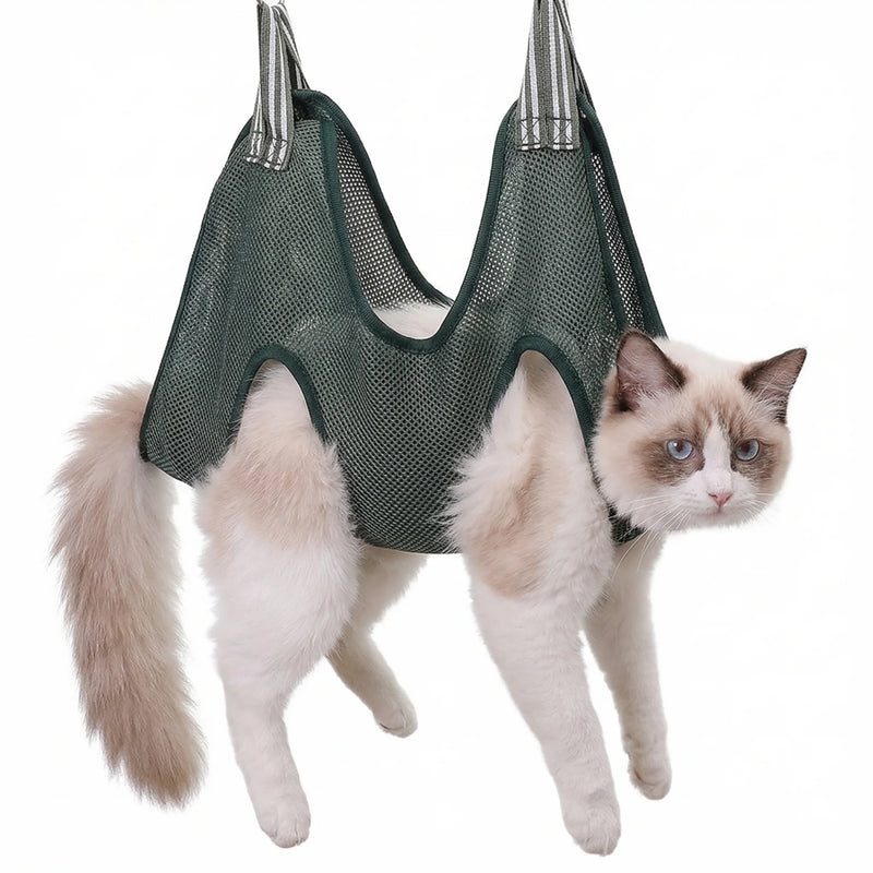 Cats Grooming Hammock Cat Dog Nail Trimming Restraint Bag Anti-Scratch Sling for Small Medium Dogs Adjustable Hanging Helper
