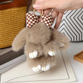 ZAKOL 15cm Fluffy Rabbit Fur Pompon Bunny Keychain Soft Cute Rabbit Toy Key Chain Bag Decoration Accessories Gift for Girls