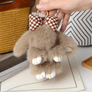 ZAKOL 15cm Fluffy Rabbit Fur Pompon Bunny Keychain Soft Cute Rabbit Toy Key Chain Bag Decoration Accessories Gift for Girls