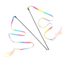 Simulation Feather Interactive Cat Toy Satin Ribbon Bell Cat Stick Toys Kitten Playing Teaser Wand Toy Cat Supplies Accessories