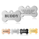 Premium Engraved Personalised Dog ID Tag Dog Name Tag Cat Puppy Name ID Bone Tag Collar Black Silver Gold Stainless Steel