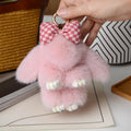ZAKOL 15cm Fluffy Rabbit Fur Pompon Bunny Keychain Soft Cute Rabbit Toy Key Chain Bag Decoration Accessories Gift for Girls