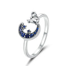 WOSTU 925 Sterling Silver Cat Pet Adjustable Rings For Women Animal Dog Open Ring Family Daughter Birthday Jewelry Girl Gift