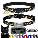 Customized Cute Glow Cat Collar Free Engraved Puppy Kitten Anti-lost Pet ID Nameplate Necklace With Bell & Moon Ornament