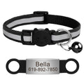 Customized Cat Collar Reflective Cat Collar Free Engraved Puppy Kitten Pet ID Nameplate Necklace With Bell Anti-lost For Cats
