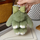 ZAKOL 15cm Fluffy Rabbit Fur Pompon Bunny Keychain Soft Cute Rabbit Toy Key Chain Bag Decoration Accessories Gift for Girls