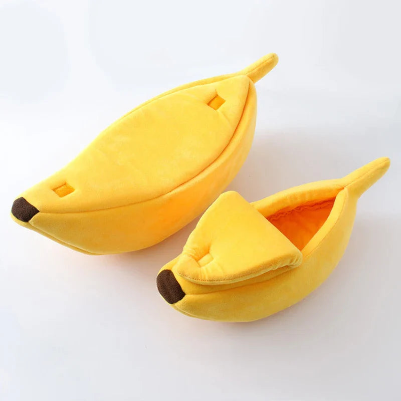 Banana Cat Bed – Cozy Warm Pet House for Cats & Puppies