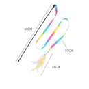 Simulation Feather Interactive Cat Toy Satin Ribbon Bell Cat Stick Toys Kitten Playing Teaser Wand Toy Cat Supplies Accessories