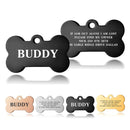 Premium Engraved Personalised Dog ID Tag Dog Name Tag Cat Puppy Name ID Bone Tag Collar Black Silver Gold Stainless Steel