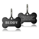 Premium Engraved Personalised Dog ID Tag Dog Name Tag Cat Puppy Name ID Bone Tag Collar Black Silver Gold Stainless Steel