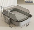 P Semi-Enclosed Cat Litter Box Splashproof Kitten Toilet Tray Pet Cleaning Basin with High Sides for Indoor Use
