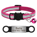 Customized Cat Collar Reflective Cat Collar Free Engraved Puppy Kitten Pet ID Nameplate Necklace With Bell Anti-lost For Cats