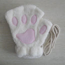 Cartoon Cute Cat Claw Paw Gloves Women Plush Mittens Warm Soft Plush Short Fingerless Fluffy Bear Cat Gloves Costume Half Finger
